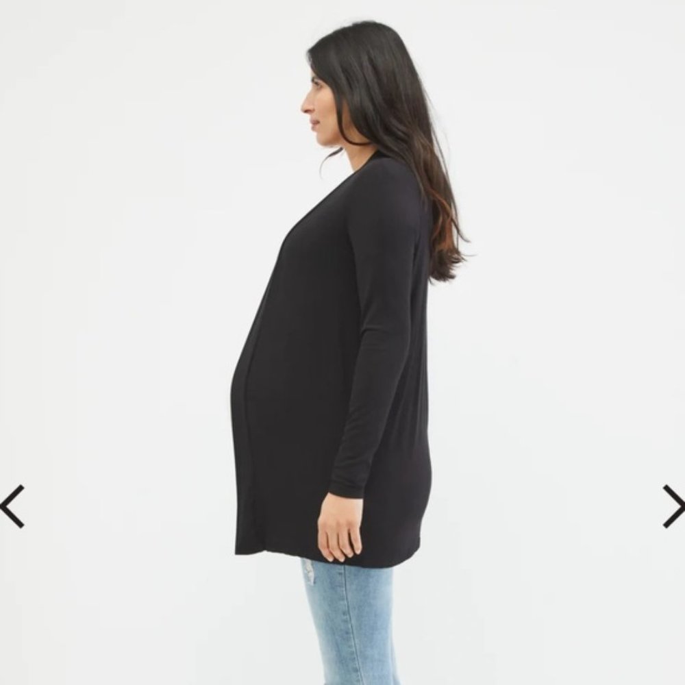 3/25 Motherhood Maternity black drape maternity cardigan long sleeve S NWT - Picture 2 of 7